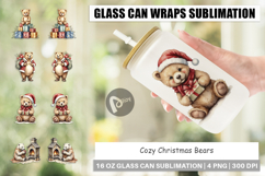 Glass Can Cozy Christmas Bears Product Image 1