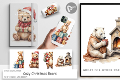 Digital Paper Cozy Christmas Bears Product Image 1