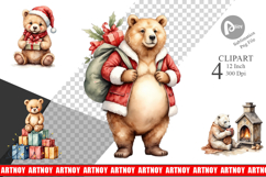 Cozy Christmas Bears Clipart Product Image 1