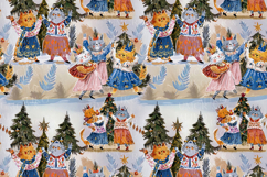 Cozy Christmas Cat Seamless Pattern with Folk Art Winter Product Image 2
