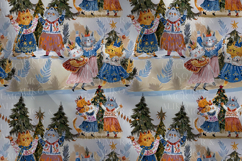 Cozy Christmas Cat Seamless Pattern with Folk Art Winter Product Image 4