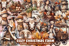 Cozy Christmas Farm Clipart, Christmas Farm Clipart Bundle Product Image 1