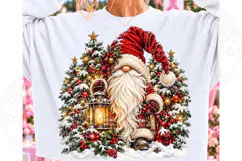Cozy Christmas Gnome PNG | Snowy Tree & Lantern Sublimation Product Image 2