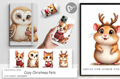 Cozy Christmas Pets Digital Paper Product Image 1