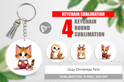 Cozy Christmas Pets Keychain Product Image 1