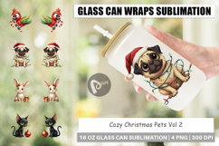 Cozy Christmas Pets Glass Can Product Image 1