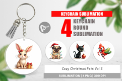 Cozy Christmas Pets Keychain Product Image 1