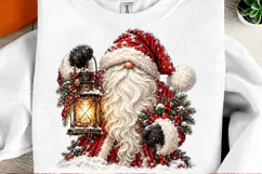 Cozy Christmas Santa Gnome PNG | Rustic Lantern Holiday Subl Product Image 2