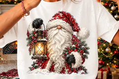 Cozy Christmas Santa Gnome PNG | Rustic Lantern Holiday Subl Product Image 3