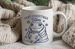 Cozy Christmas Vibes Frog SVG PNG | Cute Frog Christmas Mug Product Image 3