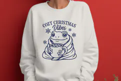 Cozy Christmas Vibes Frog SVG PNG | Cute Frog Christmas Mug Product Image 2