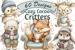 Hot Cocoa Critters Winter Animals Clip Art PNG Graphics Product Image 1