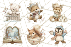 Hot Cocoa Critters Winter Animals Clip Art PNG Graphics Product Image 3