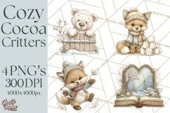 Hot Cocoa Critters Winter Animals Clip Art PNG Graphics Product Image 1
