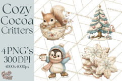 Hot Cocoa Critters Winter Animals Clip Art PNG Graphics Product Image 1