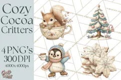Hot Cocoa Critters Winter Animals Clip Art PNG Graphics Product Image 1