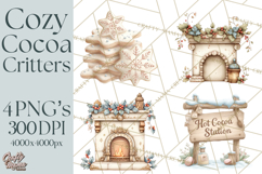 Hot Cocoa Critters Winter Animals Clip Art PNG Graphics Product Image 1