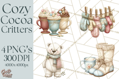 Hot Cocoa Critters Winter Animals Clip Art PNG Graphics Product Image 1