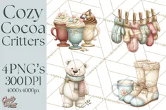Hot Cocoa Critters Winter Animals Clip Art PNG Graphics Product Image 1
