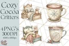 Hot Cocoa Critters Winter Animals Clip Art PNG Graphics Product Image 1
