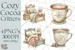 Hot Cocoa Critters Winter Animals Clip Art PNG Graphics Product Image 1
