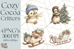 Hot Cocoa Critters Winter Animals Clip Art PNG Graphics Product Image 1