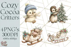 Hot Cocoa Critters Winter Animals Clip Art PNG Graphics Product Image 1