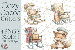 Hot Cocoa Critters Winter Animals Clip Art PNG Graphics Product Image 1