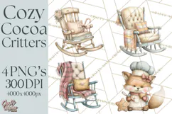 Hot Cocoa Critters Winter Animals Clip Art PNG Graphics Product Image 1