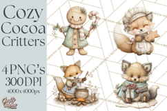 Hot Cocoa Critters Winter Animals Clip Art PNG Graphics Product Image 1