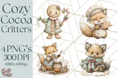 Hot Cocoa Critters Winter Animals Clip Art PNG Graphics Product Image 1