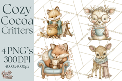 Hot Cocoa Critters Winter Animals Clip Art PNG Graphics Product Image 1