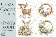 Hot Cocoa Critters Winter Animals Clip Art PNG Graphics Product Image 1
