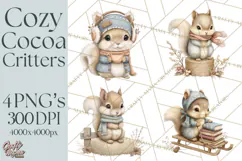 Hot Cocoa Critters Winter Animals Clip Art PNG Graphics Product Image 1