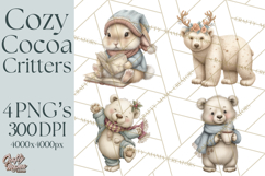 Hot Cocoa Critters Winter Animals Clip Art PNG Graphics Product Image 1