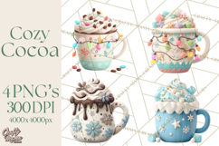 Hot Cocoa Mugs Clipart PNG Graphics, Cozy Christmas Png Product Image 1