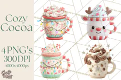 Hot Cocoa Mugs Clipart PNG Graphics, Cozy Christmas Png Product Image 1