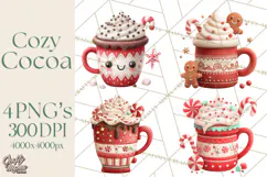 Hot Cocoa Mugs Clipart PNG Graphics, Cozy Christmas Png Product Image 1