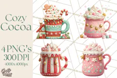Hot Cocoa Mugs Clipart PNG Graphics, Cozy Christmas Png Product Image 1