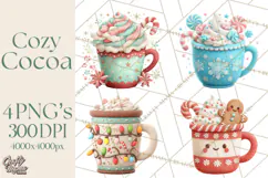 Hot Cocoa Mugs Clipart PNG Graphics, Cozy Christmas Png Product Image 1