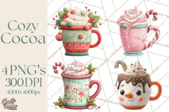 Hot Cocoa Mugs Clipart PNG Graphics, Cozy Christmas Png Product Image 1
