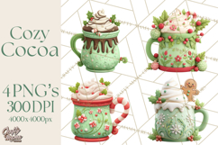 Hot Cocoa Mugs Clipart PNG Graphics, Cozy Christmas Png Product Image 1