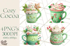 Hot Cocoa Mugs Clipart PNG Graphics, Cozy Christmas Png Product Image 1