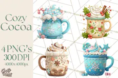 Hot Cocoa Mugs Clipart PNG Graphics, Cozy Christmas Png Product Image 1