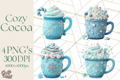 Hot Cocoa Mugs Clipart PNG Graphics, Cozy Christmas Png Product Image 1
