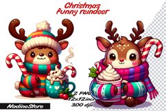 Funny Christmas reindeer BUNDLE Sublimation PNG. Product Image 19