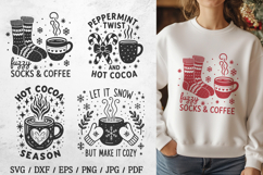 Create warm winter vibes with this cozy coffee and hot cocoa Christmas clipart SVG! The collection features fuzzy socks, peppermint, mugs, snowflakes, mittens, and cute hand lettering—ideal for shirts, mugs, Christmas cards, stickers, home décor, and holi