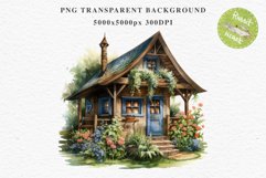 Cozy Cottagecore House Vintage English Romantic Cottage PNG Nursery wall art card making collage printable decor junk journal sublimation Scrapbooking  watercolor Cozy Cottagecore House Vintage English Romantic floral garden Cottage PNG clipart