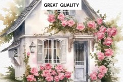 Cozy Cottagecore House Vintage English Romantic Cottage PNG Nursery wall art card making collage printable decor junk journal sublimation Scrapbooking watercolor Cozy Cottagecore House Vintage English Romantic floral garden Cottage PNG clipart