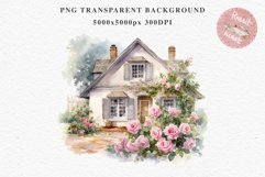 Cozy Cottagecore House Vintage English Romantic Cottage PNG Nursery wall art card making collage printable decor junk journal sublimation Scrapbooking watercolor Cozy Cottagecore House Vintage English Romantic floral garden Cottage PNG clipart